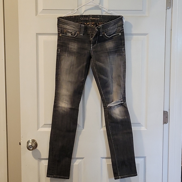Guess Denim - Guess skinny jeans. Grey, distressed. Size 28